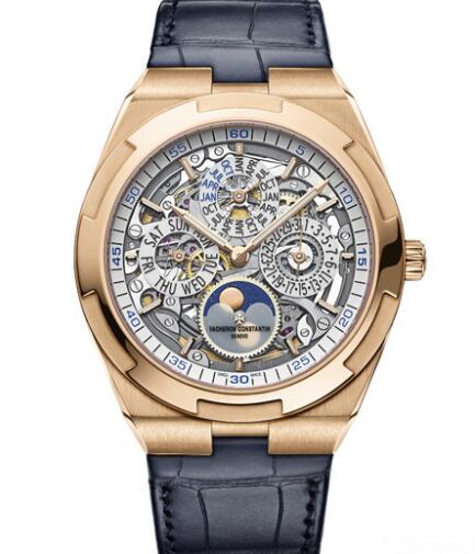 Vacheron Constantin Overseas perpetual calendar ultra-thin skeleton 18K 5N pink gold Replica Watch 4300V/120R-B547